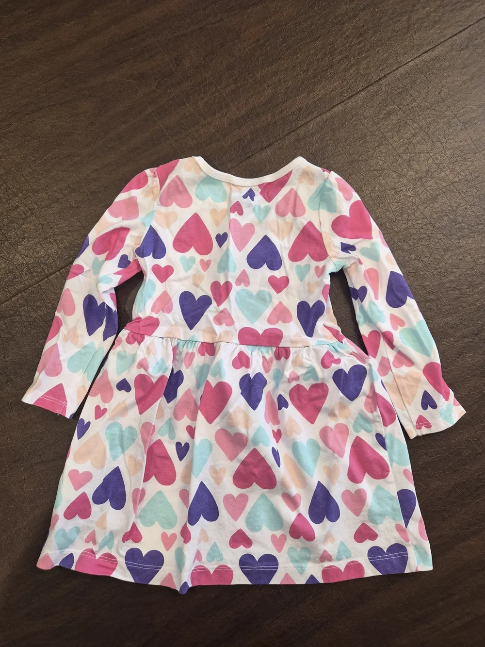 Carter's Girls Long Sleeve Heart Print Dress - Pink, Purple, Aqua, Peach 2T